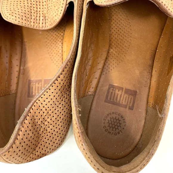 FitFlop Superskate Perforated Leather Tan Loafer‎ Flat Shoes Size US 11 - Picture 7 of 9